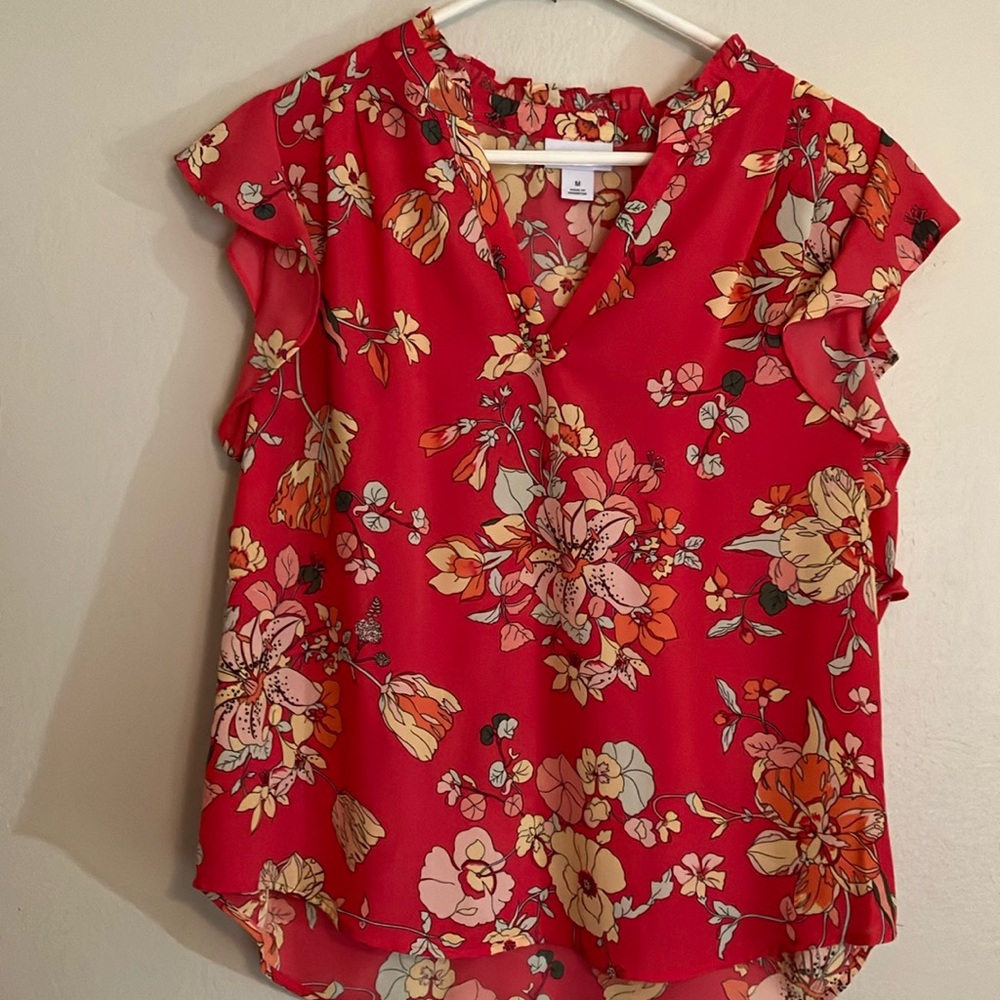 Liz Claiborne Red Floral Blouse